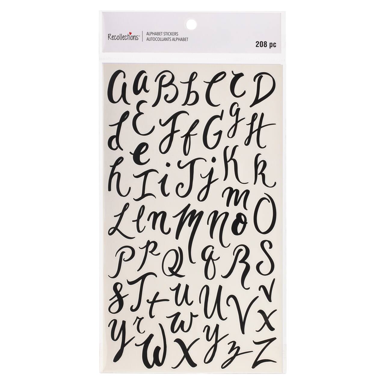 12 Packs: 208 ct. (2,496 total) Black Hand Script Alphabet Stickers by Recollections™